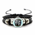 Detail of multi-layer leather bracelet featuring Saint Michael protector glass cabochon - Saint Michael Cartoon Protection Style (XSWX9047-8)