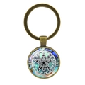Portachiavi pentagramma Tetragrammaton con fondo in conchiglia colorata e finitura bronzo - Bronzo Antico