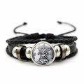Bracciale multistrato in pelle nera con medaglia religiosa dell'Arcangelo San Michele - Stile Rilievo Spada San Michele (XSWX9047-3)