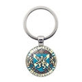 Portachiavi vintage Scozia Lion Rampant con anello in metallo argento e stemma blu - Argento