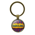 Vintage FC Barcelona Metall Schlüsselanhänger mit rot-blauen Streifen und Bronze-Ring - Antikbronze