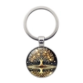 Portachiavi vintage Albero della Vita con motivo luminoso su anello in metallo - Argento