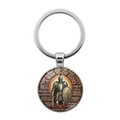 Portachiavi scudo cavaliere Armor of God con ciondolo scritte bibliche Efesini 6:10 - Argento