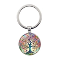 Portachiavi albero della vita colorato con cornice in metallo argento e cupola in vetro - Argento
