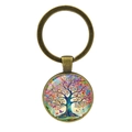 Portachiavi vintage albero della vita in bronzo con ciondolo artistico colorato su sfondo bianco - Bronzo Antico