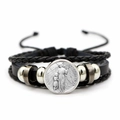 Bracciale multistrato in pelle intrecciata San Michele Arcangelo con medaglia d'argento - Stile Rilievo Angelo E Bambini (XSWX9047-1)