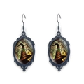 Gothic Halloween wizard hat oval drop earrings with black alloy hooks for women - Wizard Hat And Dead Tree Style (XSWX9044-2)