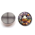 Halloween black cat and pumpkin crystal glass fridge magnet with magnetic back - Wizard Ghost BOO Text Style (XSWX9145-6)