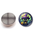 Halloween-Kühlschrankmagnet 25mm aus Glas mit schwarzer Katze und Kürbis Motiv für Deko - Niedliche Schwarze Katze Zauberer Stil (XSWX9145-2)