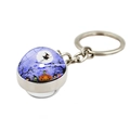 Detailed view of Halloween keychain with witch and pumpkin inside a glass dome pendant - Witch Pumpkin Lantern Bat Dry Wood Style (XSWX9141-11)