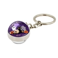 Macro shot of Halloween glass dome keychain with black cat and pumpkin design details - TRICK OR TREAT Black Cat Style (XSWX9141-9)