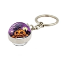 Close-up of Halloween keychain showing pumpkin and witch hat crystal ball pendant - Pumpkin Witch Hat Castle Style (XSWX9141-8)