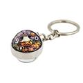 Detail of Halloween keychain with glass dome pumpkin and ghost illustrations - Pumpkin Ghost BOO Style (XSWX9141-6)