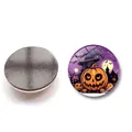 Halloween pumpkin lantern round glass fridge magnet with black magnetic backing - Wizard Pumpkin Castle Silhouette Style (XSWX9145-8)