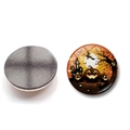 Halloween pumpkin castle glass fridge magnet with round black magnetic back - Pumpkin Castle Bat Glass Style (XSWX9145-12)