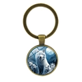 Vintage bronzen sleutelhanger met wolvenfamilie onder de volle maan en glazen koepel - Antiek Brons (XSWX9169-Antiek Brons 2)