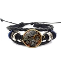 Vintage Viking compass leather bracelet with steampunk gears and adjustable braided strap - Steampunk Gear Symbol Style (XSWX4427-4)