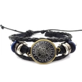 Vintage Viking compass leather bracelet with multi-layer braided cords and Nordic runes - Celtic Knot Symbol Style (XSWX4427-3)