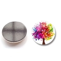 Round crystal glass fridge magnet with colorful tree of life pattern and magnetic back - Style 8 (XSWX6057-8)