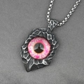 Collar con colgante de ojo malvado gótico de acero inoxidable con detalle de ojo púrpura - Colgante + Cadena a Juego