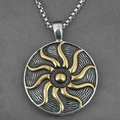 Collar vintage de acero de titanio con colgante de girasol y cadena cuadrada - Colgante Con Cadena Como Se Muestra