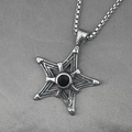 Collana con ciondolo a stella stile punk con gemma nera e catena a scatola - Ciondolo + Catena Coordinata