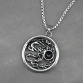 Collana con ciondolo a forma di drago vintage in argento con gemma nera e catena a scatola - Pendente Con Catena Come Mostrato