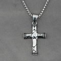 Vintage industrial titanium steel cross pendant necklace with box chain for men - Style A Pendant With Chain