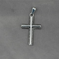 Silver titanium steel cross pendant featuring unique woven texture and smooth center design - Model C Pendant Only (Without Chain)