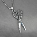 Retro schaar hanger ketting van zilver roestvrij staal met een fijne box ketting - Hanger Met Schakeltjes Ketting
