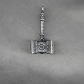 Retro Viking Mjolnir hamer hanger in verouderd staal met Noordse reliëfpatronen - Alleen Hanger (Zonder Ketting)