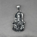 Collana con pendente Guan Yu vintage in acciaio inossidabile con finitura invecchiata - Solo Ciondolo (Senza Catena)