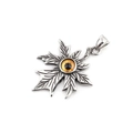 Collar retro de hoja de membrillo en acero de titanio con colgante de ojo de diablo - Colgante de Ojo Amarillo Solamente (Sin Cadena)