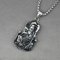 Collana vintage in acciaio inossidabile con ciondolo guerriero Guan Gong in stile antico - Ciondolo Con Catena Veneziana