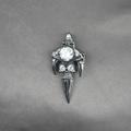Gothic skull pendant necklace with large clear zircon and vintage steel claw details - Pendant Only (Without Chain)