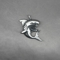 Polished stainless steel shark pendant necklace for men with realistic carved details - Pendant Only (No Chain)