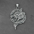 Retro Viking wolf head pendant in silver stainless steel for men's hip hop fashion - Pendant Only (No Chain)