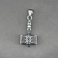 Viking Thors hamer Mjölnir hanger van zilver roestvrij staal op grijze achtergrond - Alleen hanger (Zonder ketting)