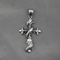 Gotische Halskette aus Titanstahl mit Totenkopf und Kreuz in Silberoptik für Herren - Anhänger Ohne Kette