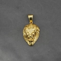 Colgante de cabeza de león detallado en acero de titanio dorado con grabados - Colgante Cabeza de León Dorado Solo (Sin Cadena)