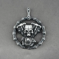 Vintage motorblok schedel hanger met kettingrand voor heren in biker-stijl look - Alleen hanger (geen ketting)