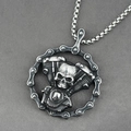 Punk vintage roestvrijstalen motorfiets motor schedel hanger met box ketting - Hanger Met Ketting Zoals Afgebeeld