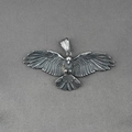 Retro eagle wing pendant in stainless steel with detailed feather texture and antique finish - Pendant Only (Without Chain)
