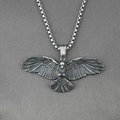 Vintage flying eagle pendant necklace in polished titanium steel with box chain for men - Pendant With Box Chain