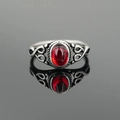 Retro stainless steel ring for men featuring a red gemstone and vintage silver finish - US 7 / Silver Band Red Gemstone