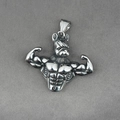 Vintage hip hop bulldog fitness pendant necklace in polished stainless steel for men - Pendant Only (No Chain)