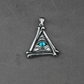 Collier en acier titane vintage avec pendentif triangle en os et œil maléfique bleu - Pendentif Oeil Bleu Uniquement (Sans Chaîne)