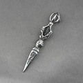 Vintage stainless steel Vajra pestle necklace pendant with intricate religious engravings - Pendant Only (Without Chain)
