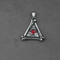 Collier vintage en acier titane avec pendentif triangle œil maléfique rouge - Pendentif Oeil Rouge Uniquement (Sans Chaîne)