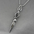 Retro stainless steel vajra pestle pendant necklace with engraved script and box chain - Pendant With Chain